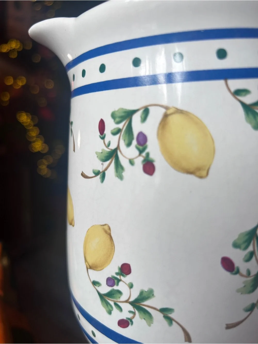 1995 Lemon Ceramic Pitcher Vase